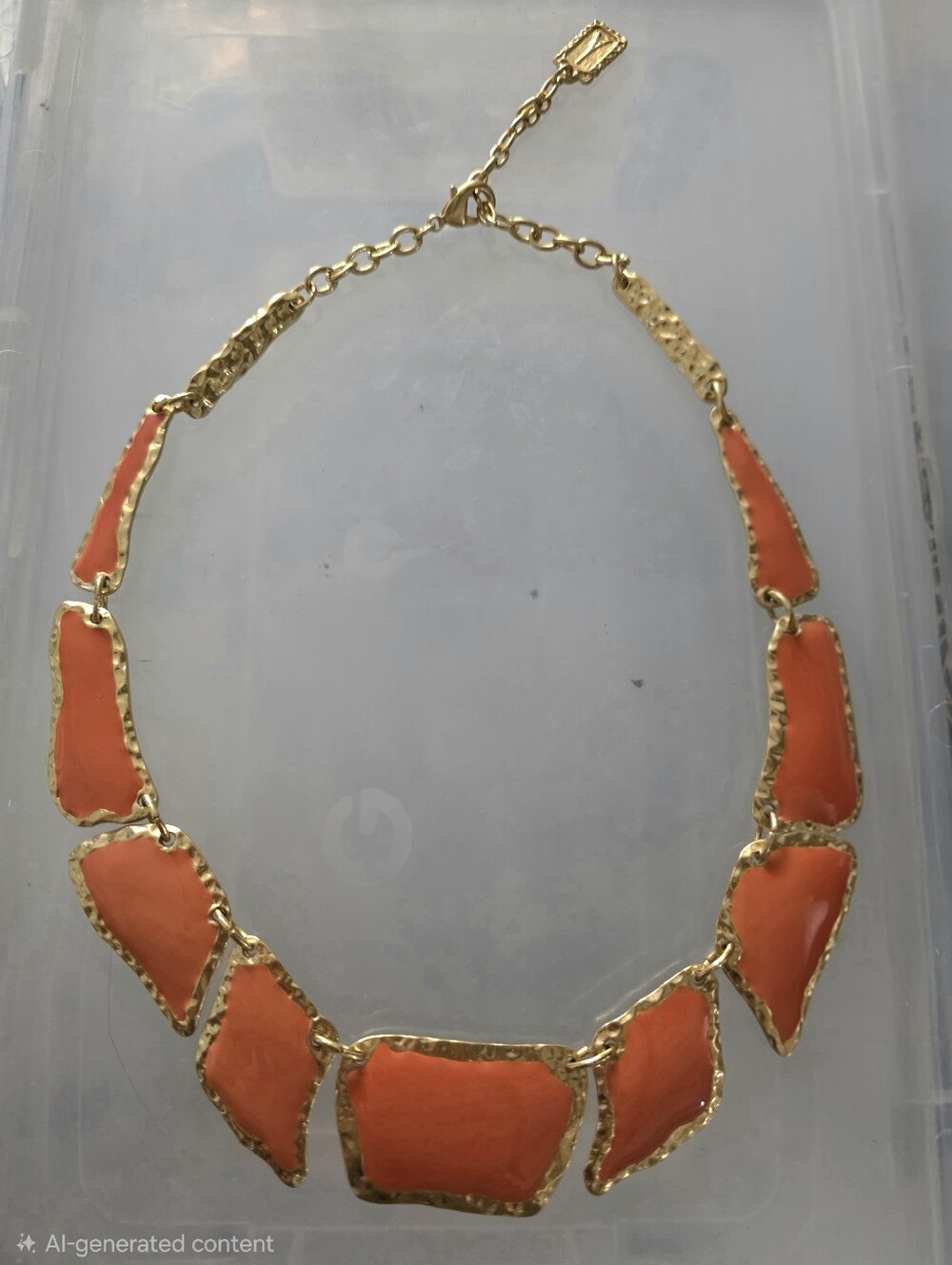 KARINE SULTAN ORANGE Gold Coral Statement Necklace Vibrant Designer Collier